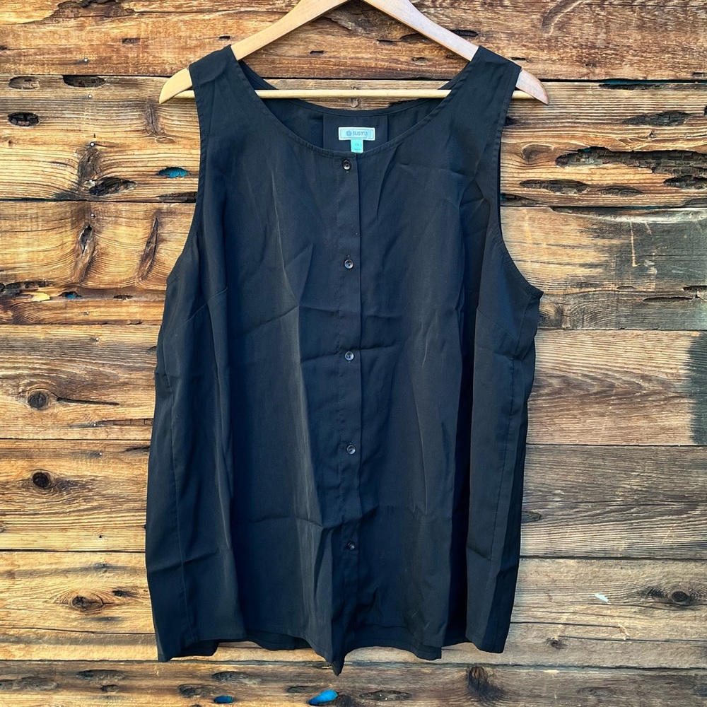 SUSINA | Black Button-Front Tank Top 1X